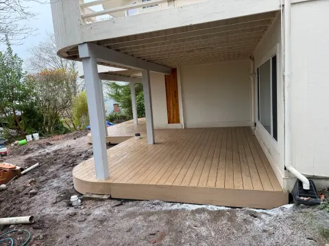 Covered porch deck during construction